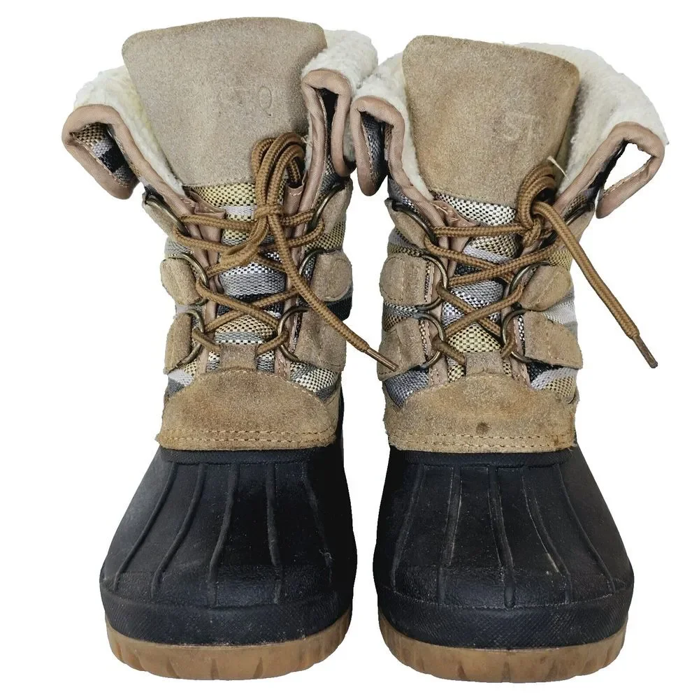 STQ Winter Duck Boots Women's 8 Black‎ Brown Waterproof Lace Up ST20017W Casual
